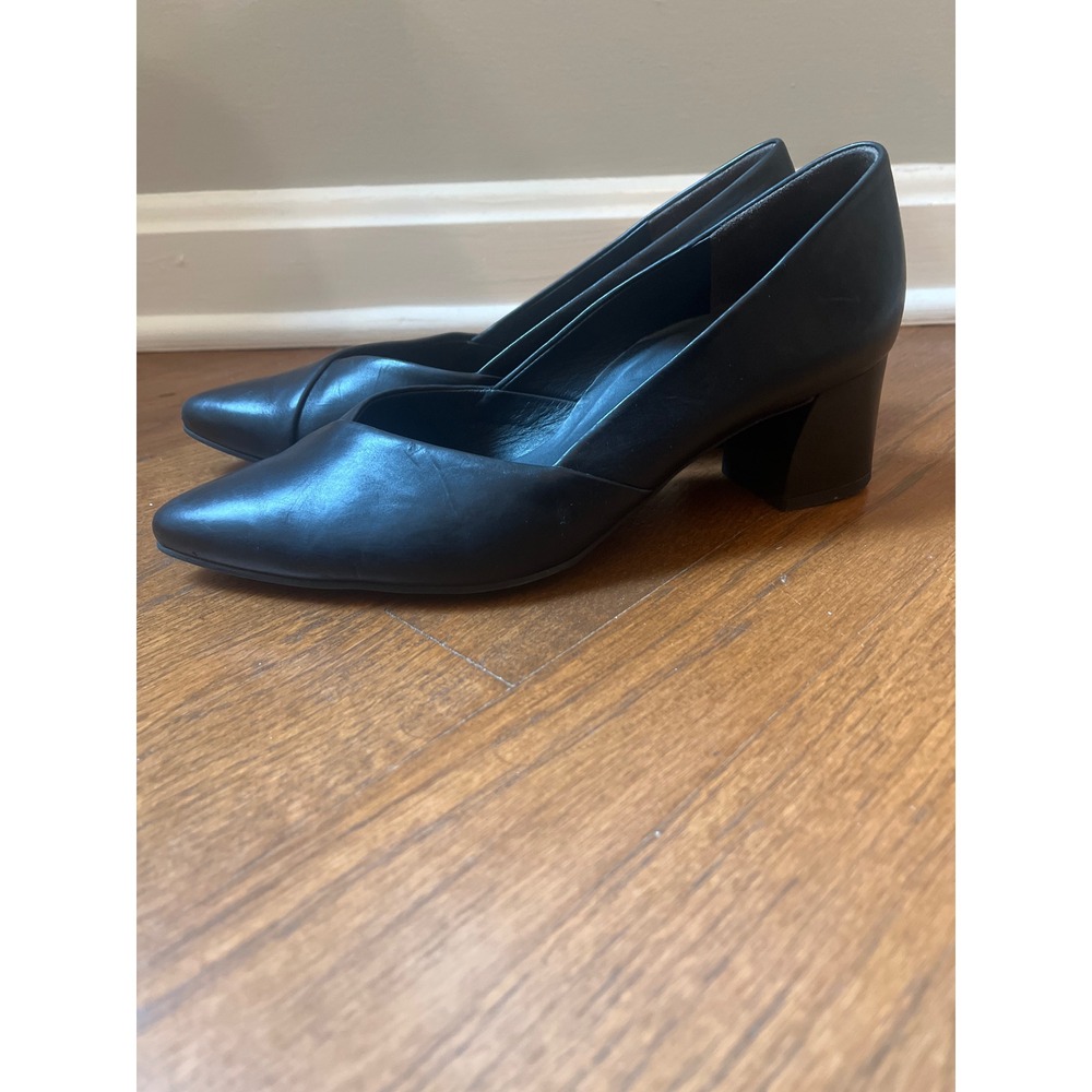 Paul Green Rendi Black Leather Block Heel Pumps U.S. 7.5